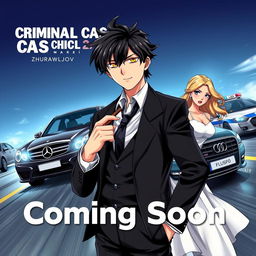 An eye-catching game poster for the anime-style open-world criminal action adventure 'Criminal Case Chronicles: Zhurawljov'