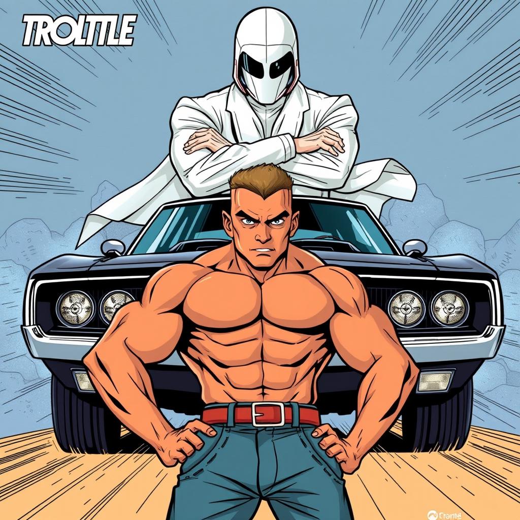 An exciting comic book cover for 'Throttle: The Adventures of Tod'