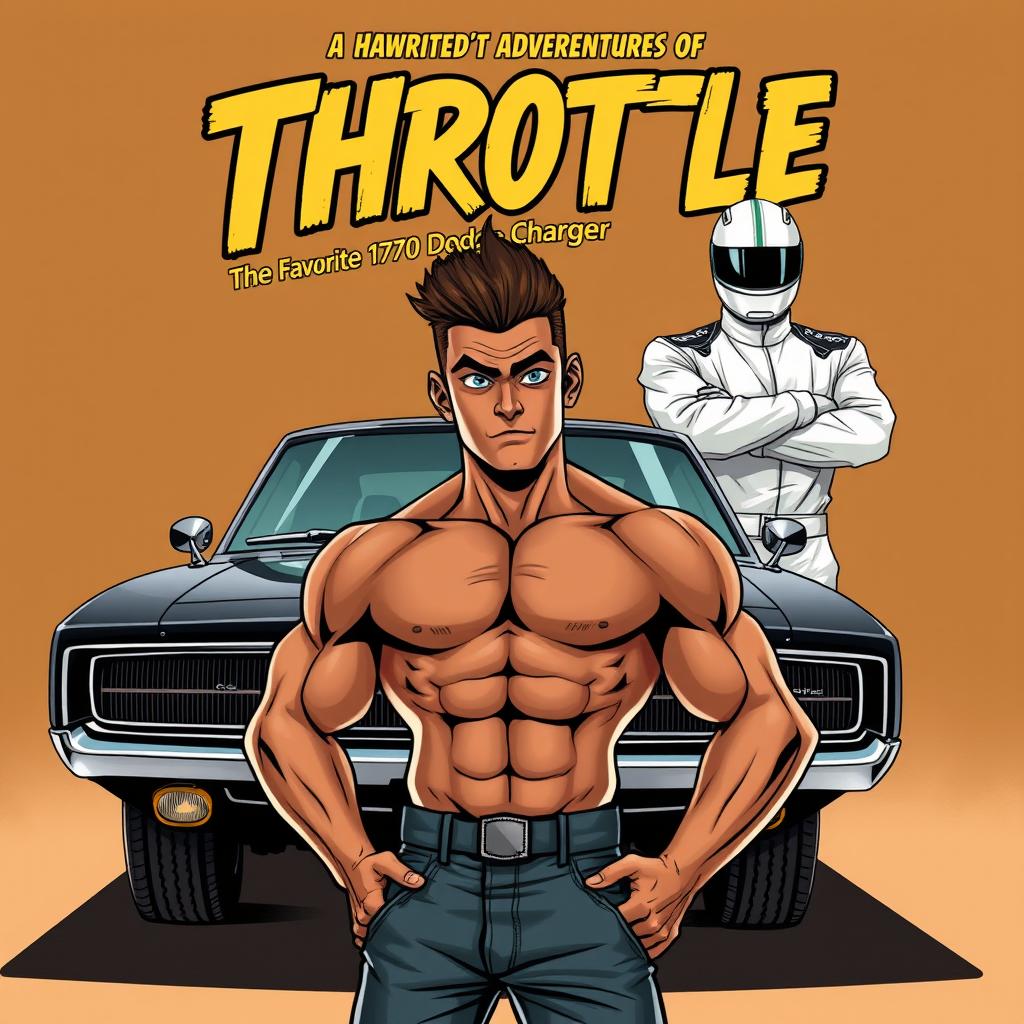 A striking comic realistic style book cover for 'Throttle: The Adventures of Tod'