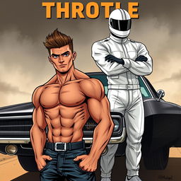 A striking comic realistic style book cover for 'Throttle: The Adventures of Tod'