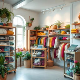 A cozy store interior designed for selling yarns and knitted garments