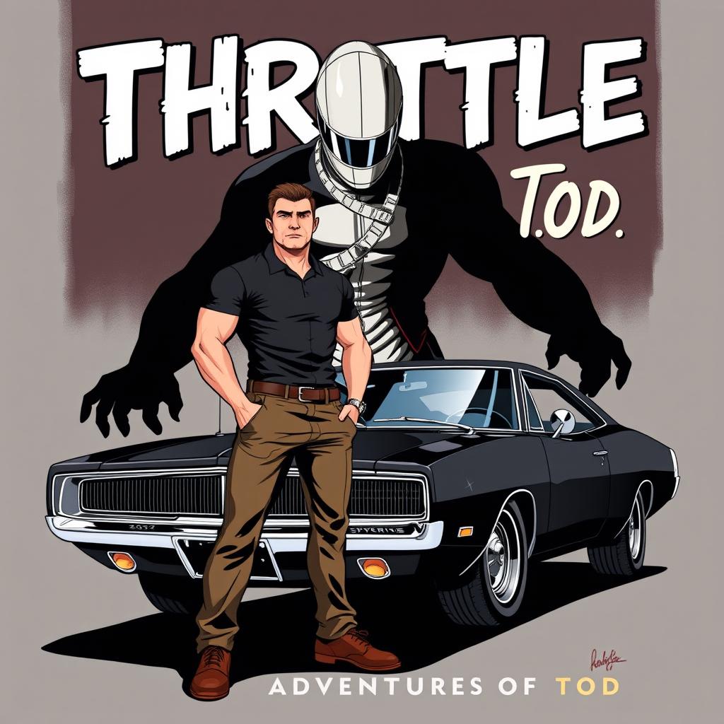 A dynamic comic-style book cover for 'Throttle: The Adventures of Tod'