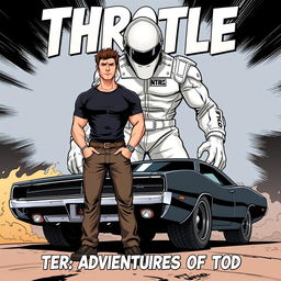 A dynamic comic-style book cover for 'Throttle: The Adventures of Tod'