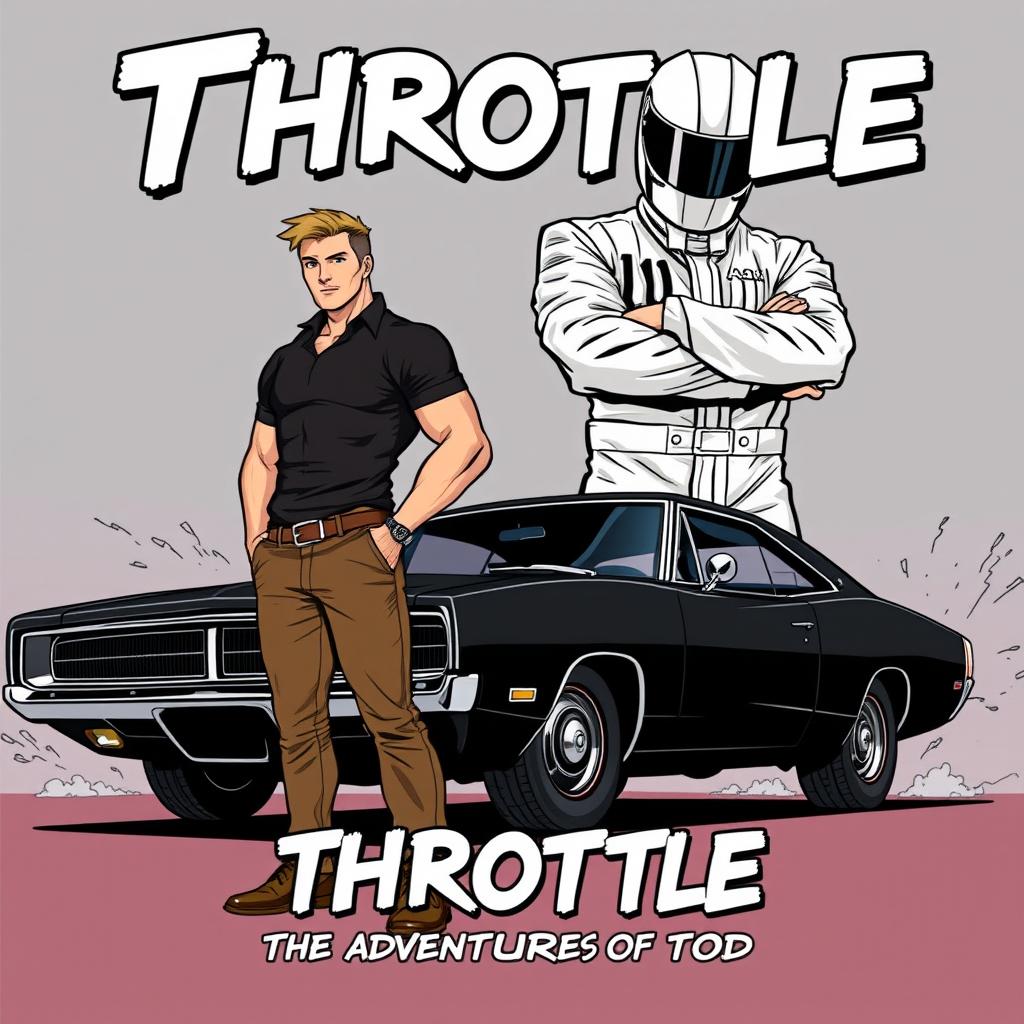 A dynamic comic-style book cover for 'Throttle: The Adventures of Tod'