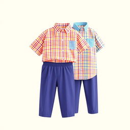 A charming school uniform design for elementary students featuring a small checkered pattern in cheerful colors