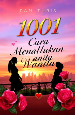 A captivating book cover design featuring the title '1001 Cara Menaklukan Wanita' in elegant, bold lettering