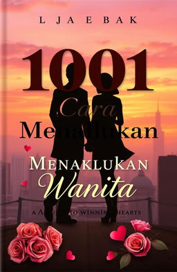 A captivating book cover design featuring the title '1001 Cara Menaklukan Wanita' in elegant, bold lettering