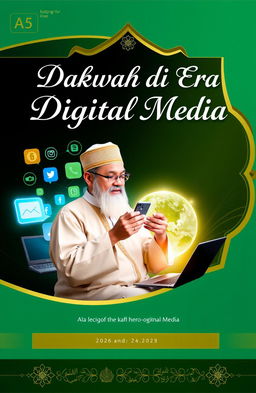 An A5 book cover for a book titled 'Dakwah di Era Digital Media'