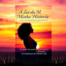 A captivating book cover featuring a beautiful woman with curly hair standing in silhouette against a stunning sunset