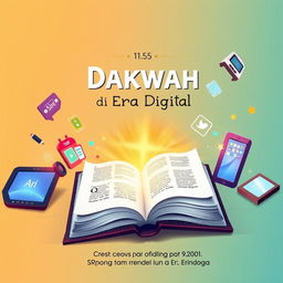 An engaging A5 book cover for "Cahaya Dakwah di Era Digital: Strategi dan Inovasi di Era Teknologi"