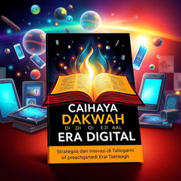 An engaging A5 book cover for "Cahaya Dakwah di Era Digital: Strategi dan Inovasi di Era Teknologi"