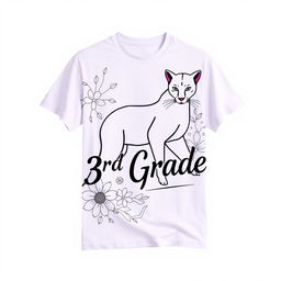 A trendy and stylish design for a third-grade t-shirt with a mature, artistic concept featuring a sleek, stylized puma