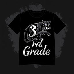 A stylish and mature design for a third-grade t-shirt featuring a sleek, artistic puma in a semi-realistic style