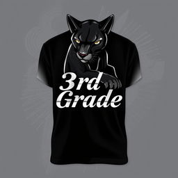 A stylish and mature design for a third-grade t-shirt featuring a sleek, artistic puma in a semi-realistic style