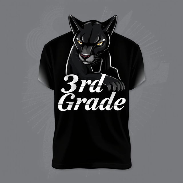 A stylish and mature design for a third-grade t-shirt featuring a sleek, artistic puma in a semi-realistic style