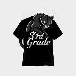 A stylish and mature design for a third-grade t-shirt featuring a sleek, artistic puma in a semi-realistic style