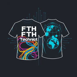 A vibrant t-shirt design for professionals working on Fiber To The Home (FTTH) networks, featuring bold, eye-catching graphics