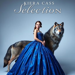 A stunning book cover inspired by the style of Kiera Cass's 'The Selection', featuring sapphire blue tones