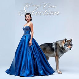 A stunning book cover inspired by the style of Kiera Cass's 'The Selection', featuring sapphire blue tones