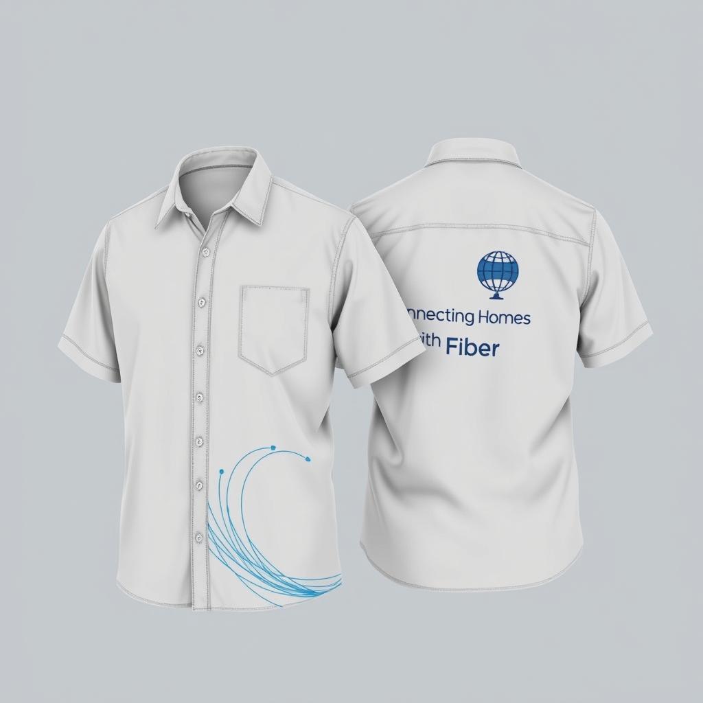 A stylish shirt design for professionals involved in Fiber To The Home (FTTH) network projects