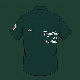 A stylish shirt design for employees of 'My Republic', featuring a rich dark green color to represent unity and strength