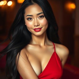 A stunning Asian woman exuding sensuality and confidence