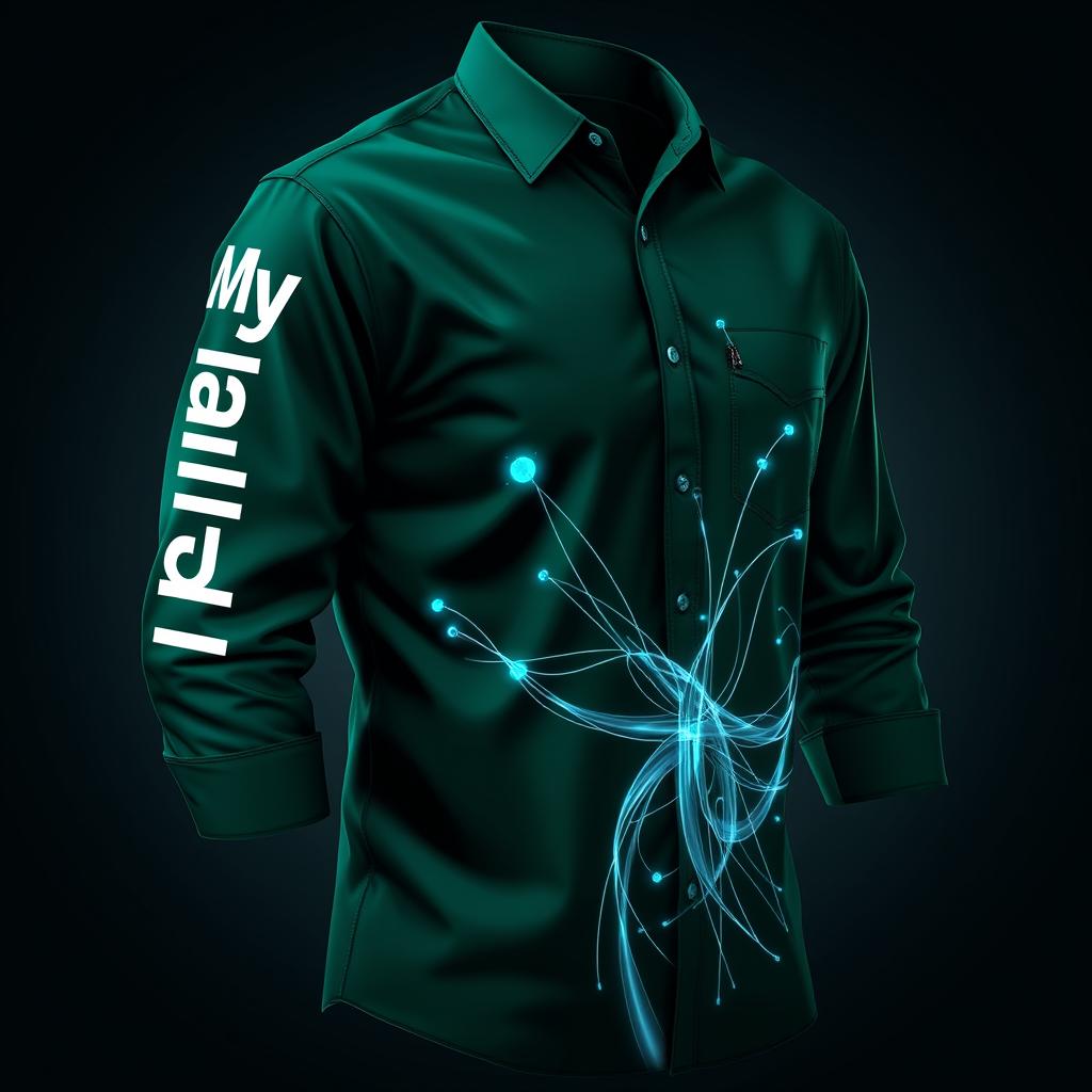 An eye-catching and stylish dark green shirt design tailored for professionals in FTTH (Fiber To The Home) networks, emphasizing a sense of community and pride