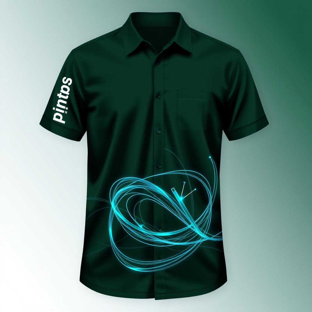 An eye-catching and stylish dark green shirt design tailored for professionals in FTTH (Fiber To The Home) networks, emphasizing a sense of community and pride