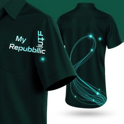 An eye-catching and stylish dark green shirt design tailored for professionals in FTTH (Fiber To The Home) networks, emphasizing a sense of community and pride