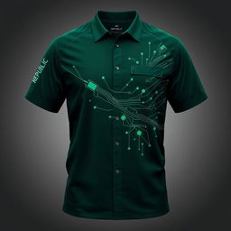 An enhanced and striking dark green shirt design tailored for professionals in FTTH (Fiber To The Home) networks