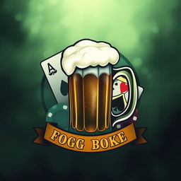 A creative logo design featuring elements of fog, beer, and poker