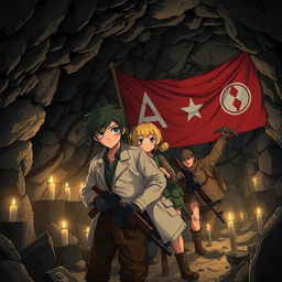 An anime style visual novel scene set in an underground mine post-nuclear war