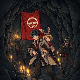 An anime style visual novel scene set in an underground mine post-nuclear war