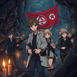 An anime style visual novel scene set in an underground mine post-nuclear war