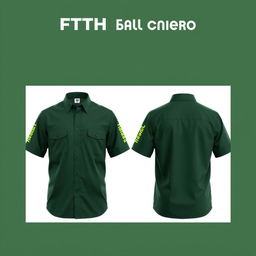 A practical shirt design tailored for FTTH (Fiber To The Home) network workers, featuring a dark green color