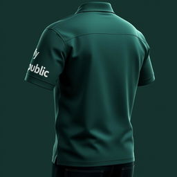 A detailed shirt design specifically for FTTH (Fiber To The Home) network technicians, rendered in a rich dark green color