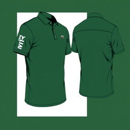 A detailed shirt design specifically for FTTH (Fiber To The Home) network technicians, rendered in a rich dark green color