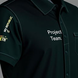 A detailed shirt design for FTTH (Fiber To The Home) network workers, featuring a deep dark green color