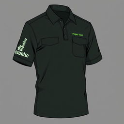 A detailed shirt design for FTTH (Fiber To The Home) network workers, featuring a deep dark green color