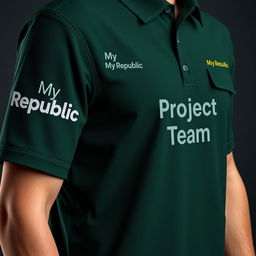 A detailed shirt design for FTTH (Fiber To The Home) network workers, featuring a deep dark green color