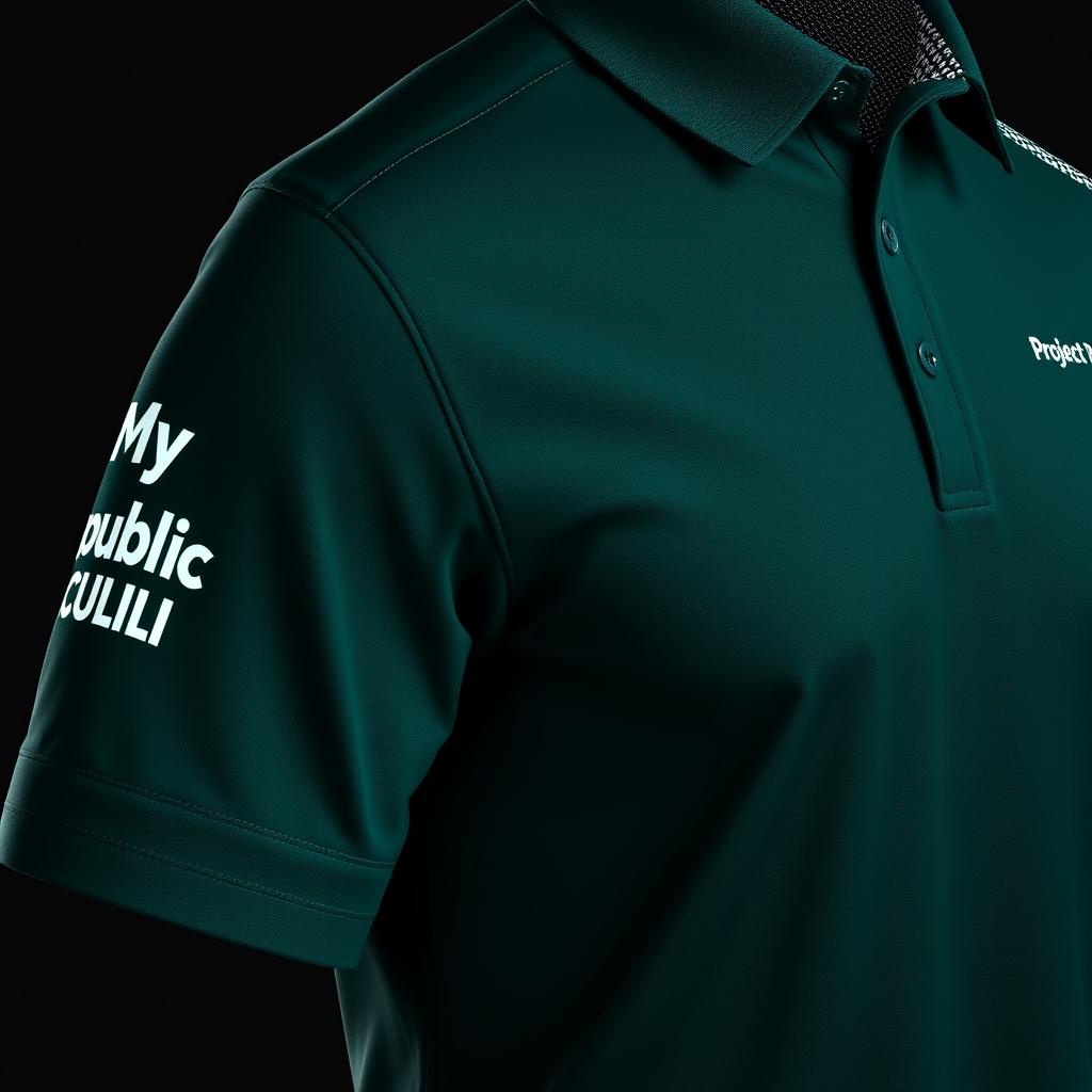 An intricately designed shirt for FTTH (Fiber To The Home) network professionals, featuring a deep dark green color for a sleek and professional appearance