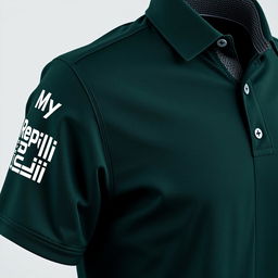 An intricately designed shirt for FTTH (Fiber To The Home) network professionals, featuring a deep dark green color for a sleek and professional appearance