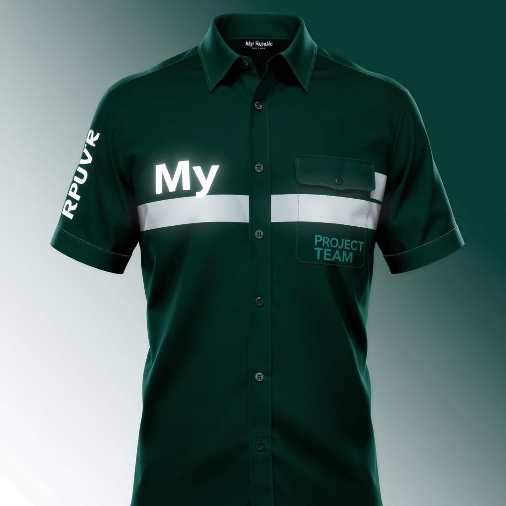 An advanced shirt design for FTTH (Fiber To The Home) network professionals, featuring a deep, rich dark green color exuding professionalism and functionality