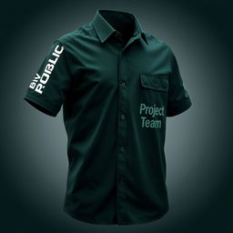 An advanced shirt design for FTTH (Fiber To The Home) network professionals, featuring a deep, rich dark green color exuding professionalism and functionality