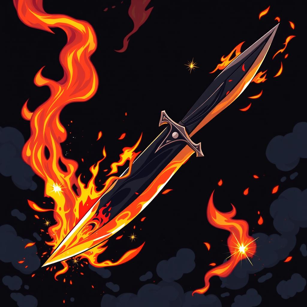 A modern comic-style illustration of a dagger uniquely crafted from the fang of a dragon, showcasing its sharp and sleek form that mimics the original fang's natural curve