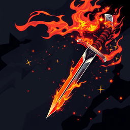 A modern comic-style illustration of a dagger uniquely crafted from the fang of a dragon, showcasing its sharp and sleek form that mimics the original fang's natural curve