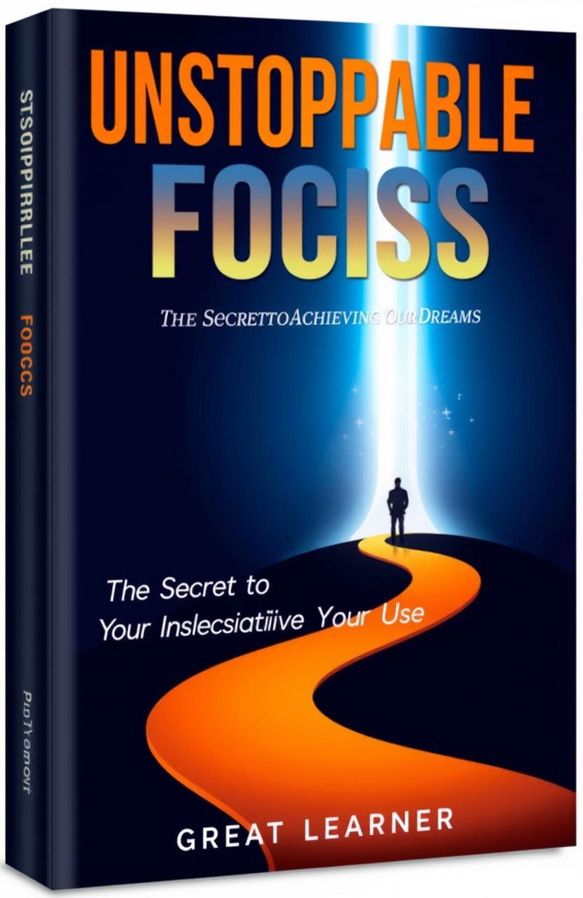 A modern motivational book cover titled 'Unstoppable Focus' featuring bold and dynamic typography