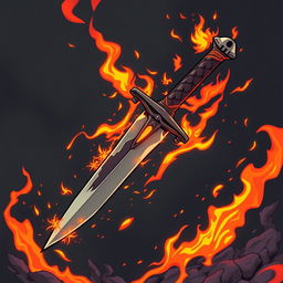 A modern comic-style illustration of a dagger uniquely crafted from a dragon's fang, emphasizing that the blade itself is entirely made from the tooth of the dragon, with no metal components whatsoever