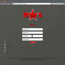 A military-themed website interface showcasing a search engine dedicated to retrieving information related to Soviet military personnel