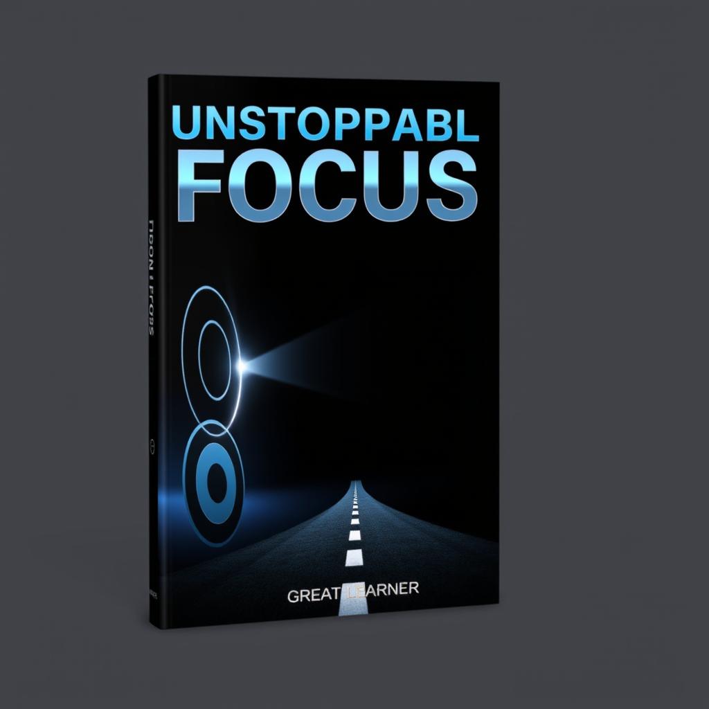 A sleek and modern book cover titled 'Unstoppable Focus' that emphasizes the themes of concentration and determination